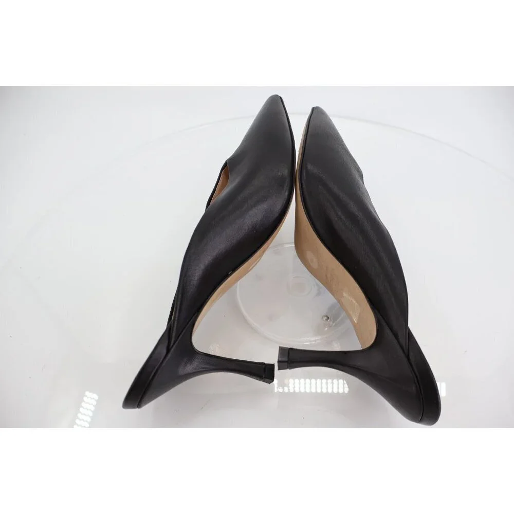 Stuart Weitzman Lula Pointed Toe Pump Size 10 B Black Leather Mule Stiletto Heel